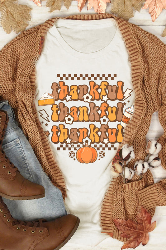 Khaki thankful Crew Neck Thanksgiving Graphic Tee Graphic Tees JT's Designer Fashion