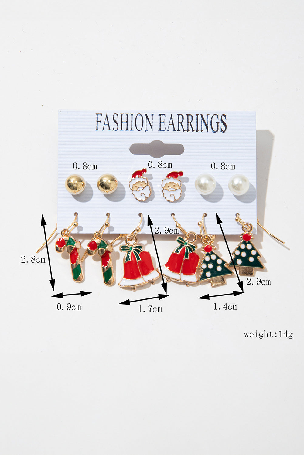 Racing Red 6 Pairs/Set Cartoon Christmas Theme Alloy Earring Set Jewelry JT's Designer Fashion