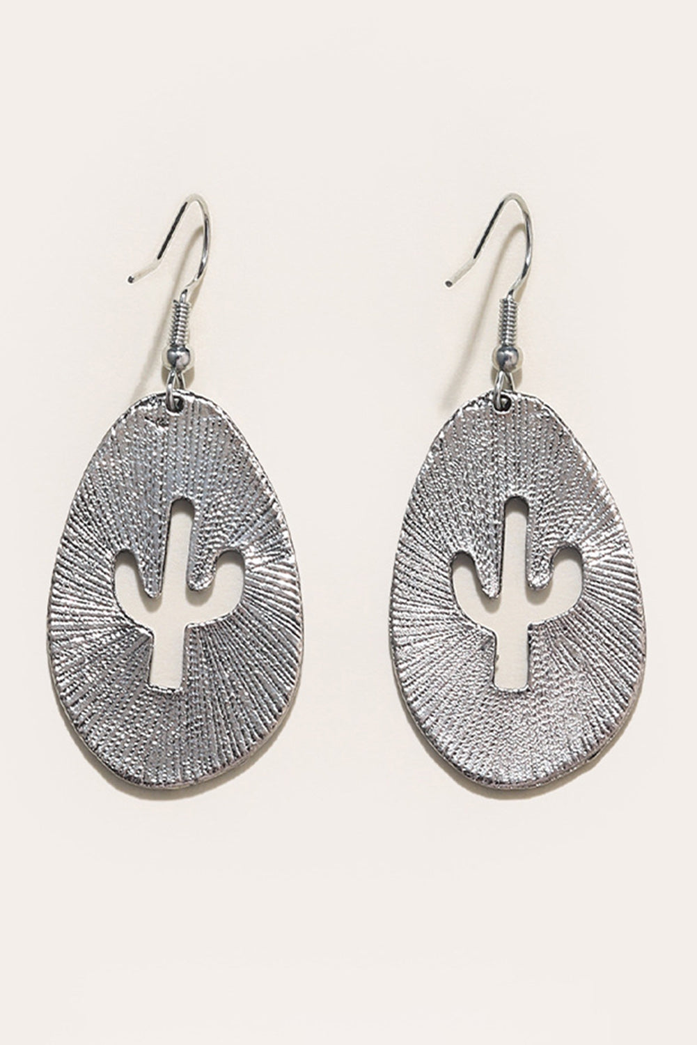 Silvery Cactus Decor Drop Earrings Jewelry JT's Designer Fashion