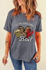 Gray Let The Good Times Boil Crawfish Leopard Heart Graphic Tee Graphic Tees JT's Designer Fashion