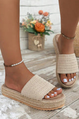 White Boho Woven Non-slip Wedge Slippers Slippers JT's Designer Fashion