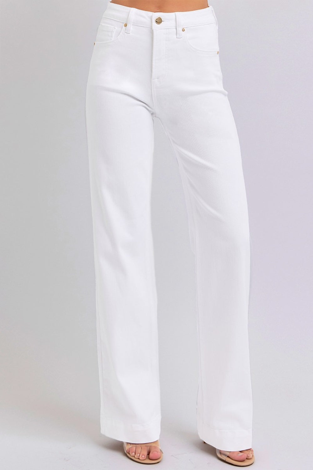 RISEN Full Size High Waist Straight Jeans White Jeans JT's Designer Fashion