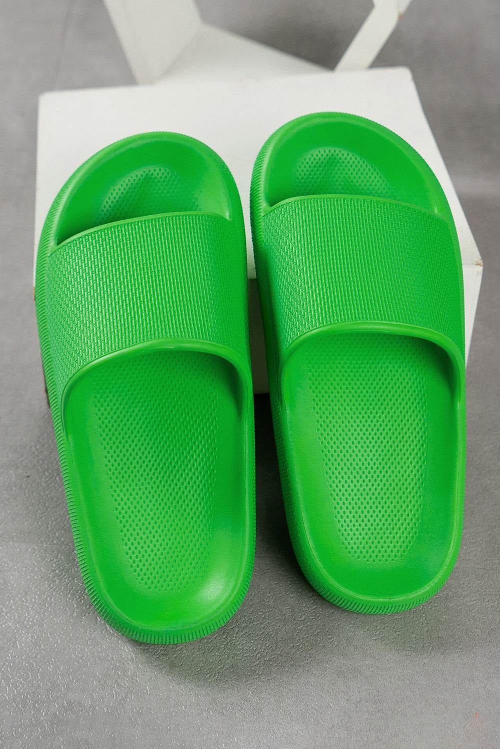 Bright Green Solid Non-slip Wide Band Thick Sole Slippers Slippers JT's Designer Fashion