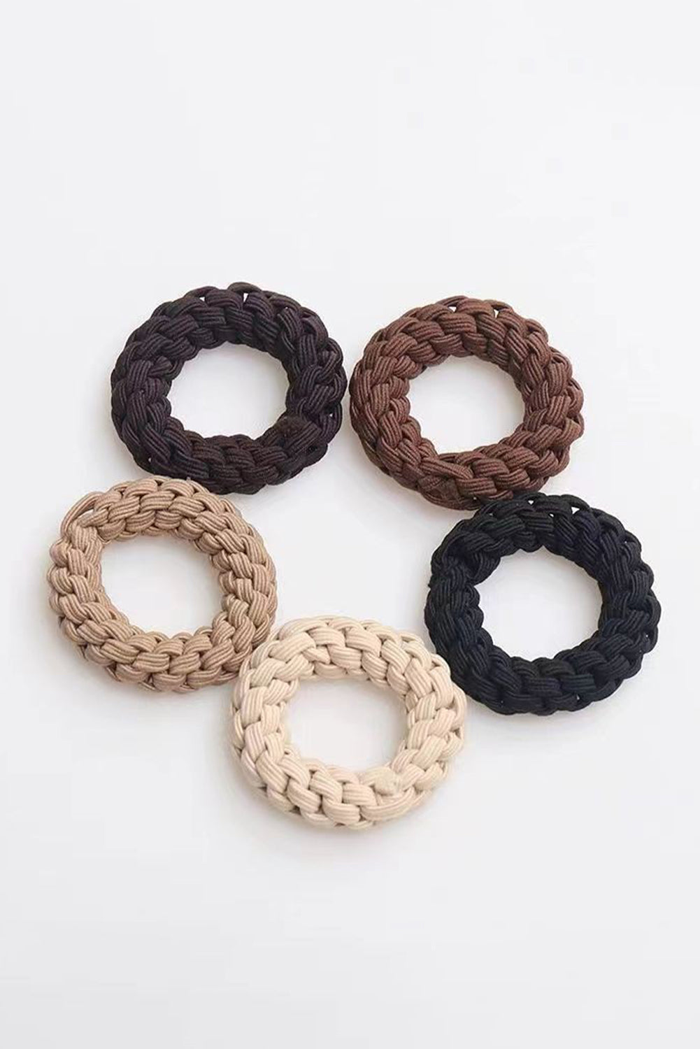 Camel 5 Piece Thick Braided Hair Tie Set Headwear JT's Designer Fashion