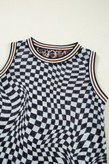 Multicolour Leopard Checkered Double Printed Reversible Sleeveless Long Dress Maxi Dresses JT's Designer Fashion