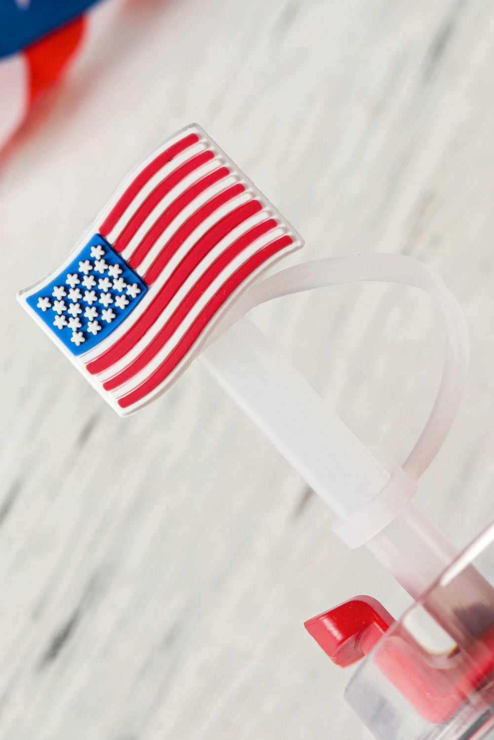 White American Flag Print PVC Soft Plastic Straw Lid Other Accessories JT's Designer Fashion