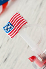 White American Flag Print PVC Soft Plastic Straw Lid Other Accessories JT's Designer Fashion