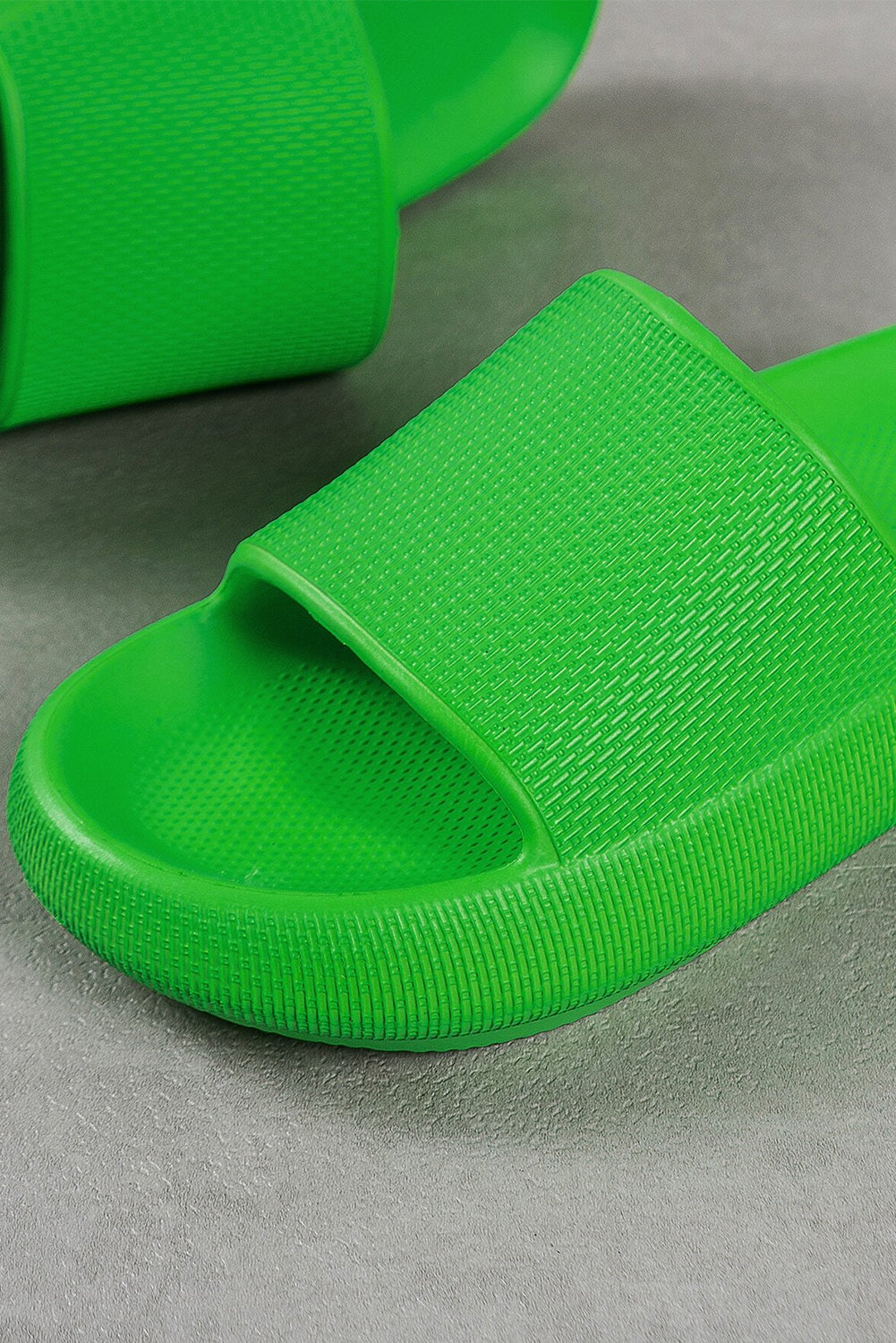 Bright Green Solid Non-slip Wide Band Thick Sole Slippers Slippers JT's Designer Fashion