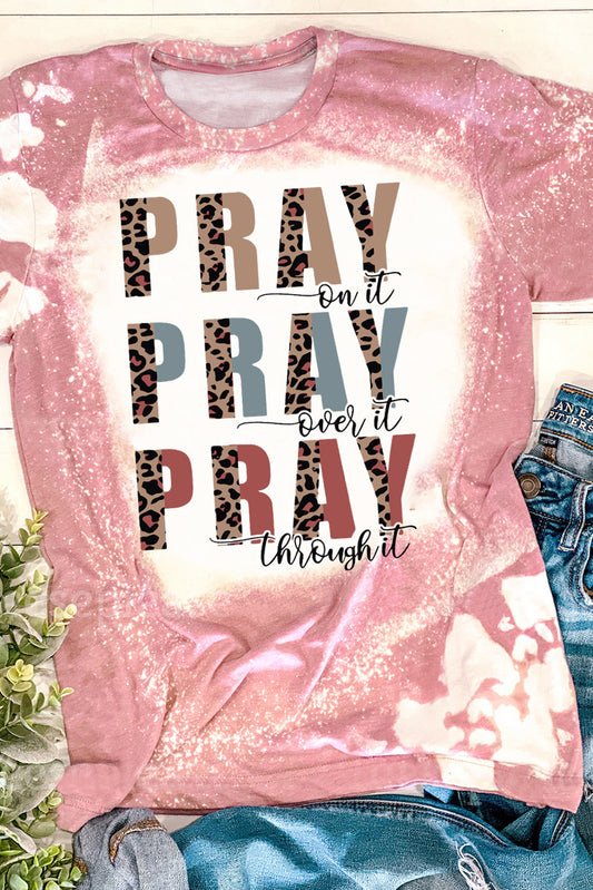Pink PRAY Graphic Tie Dye Tee Graphic Tees JT's Designer Fashion