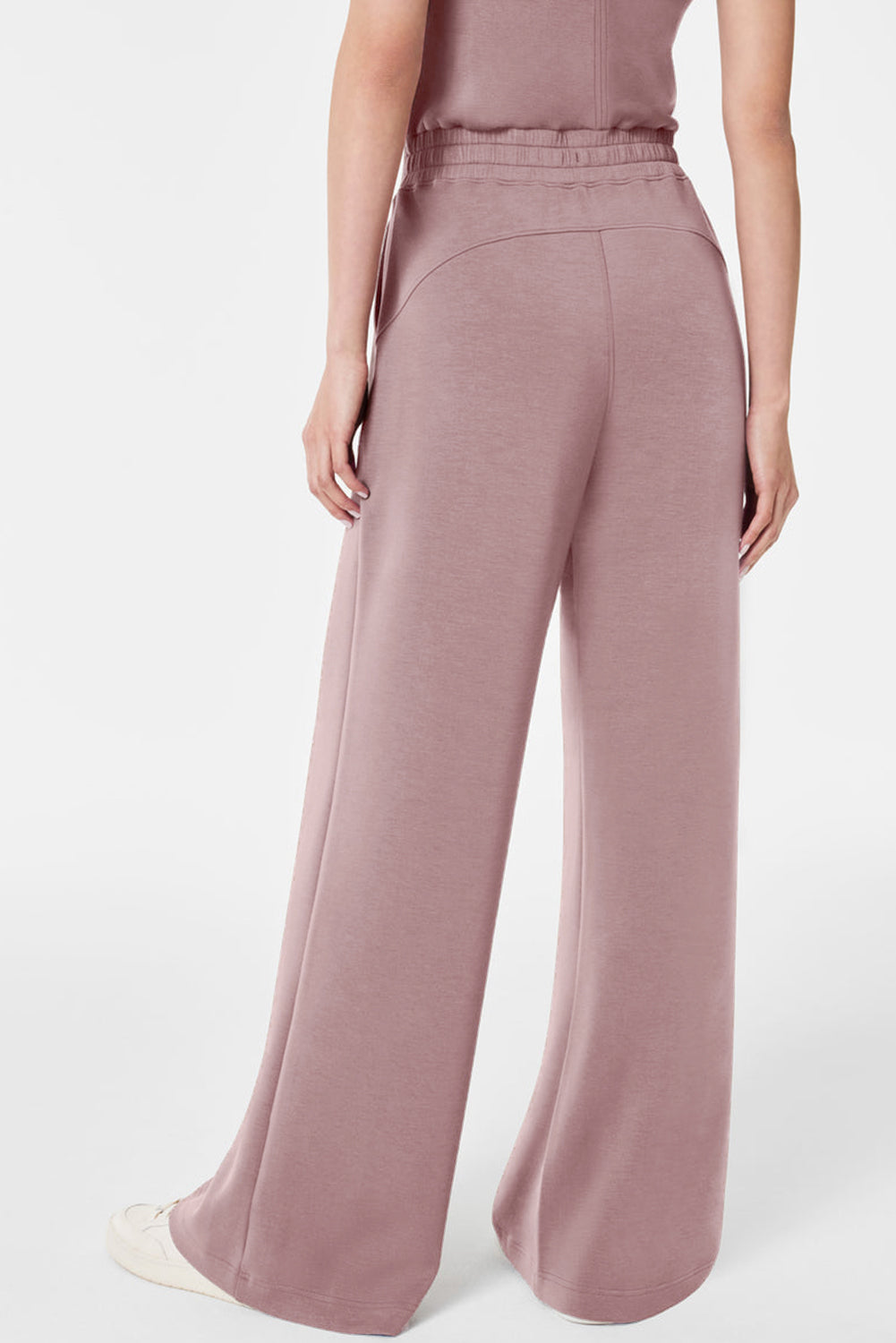 Old Rose Solid Color Crew Neck Drawstring High Waist Sleeveless Jumpsuit Bottoms JT's Designer Fashion