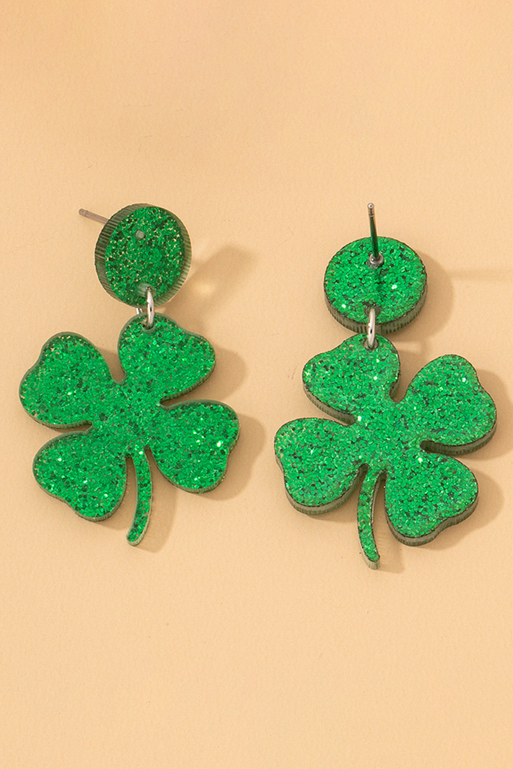 Blackish Green St Patricks Shamrock Shape Stud Earrings Jewelry JT's Designer Fashion