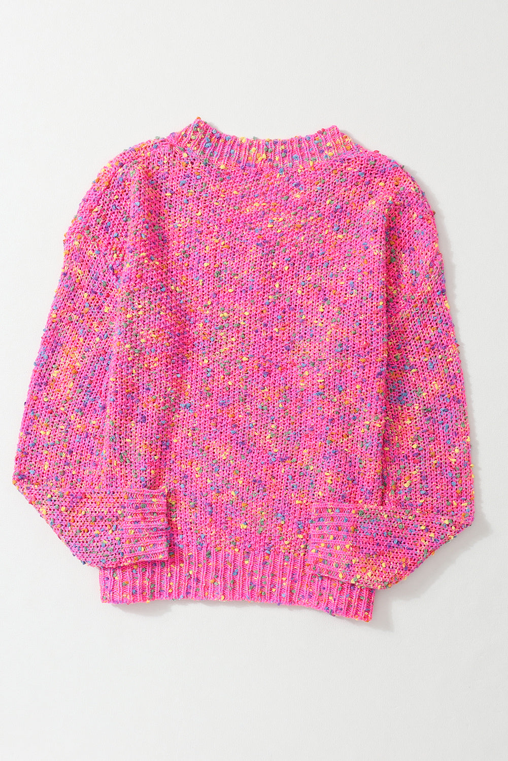 Dark Pink Colorful Spots Knitted V Neck Casual Sweater Sweaters & Cardigans JT's Designer Fashion