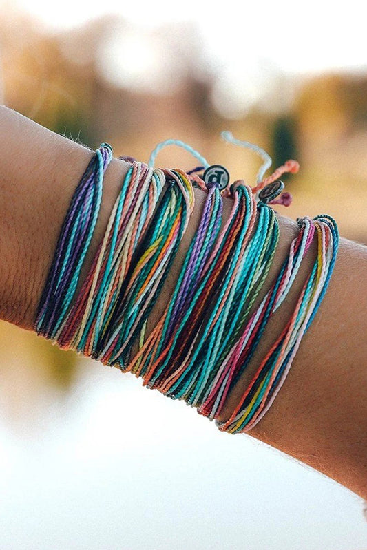 Light Blue Multi Colors Wax Rope Woven Bracelet Set Jewelry JT's Designer Fashion