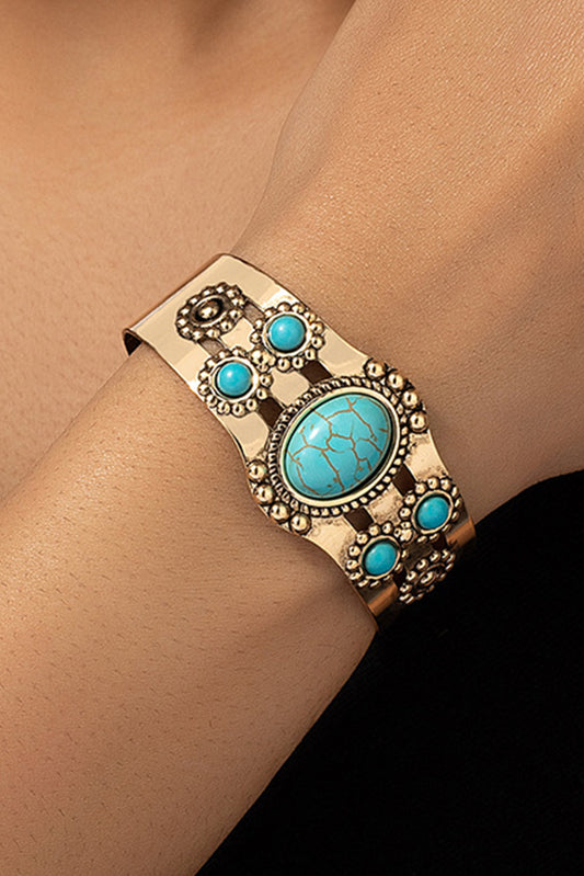 Gold Vintage Boho Turquoise Cuff Bracelet Jewelry JT's Designer Fashion