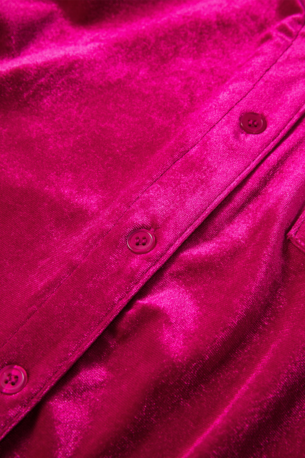 Pitaya Pink Buttoned V Neck Chest Pocket Velvet Shirt Blouses & Shirts JT's Designer Fashion