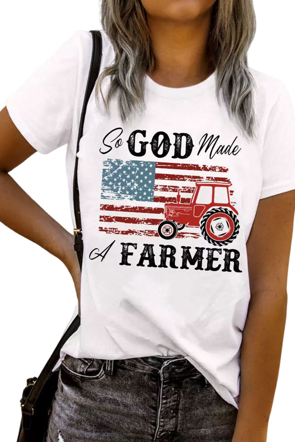 White So GOD Made A FARMER Flag Graphic Tee Graphic Tees JT's Designer Fashion