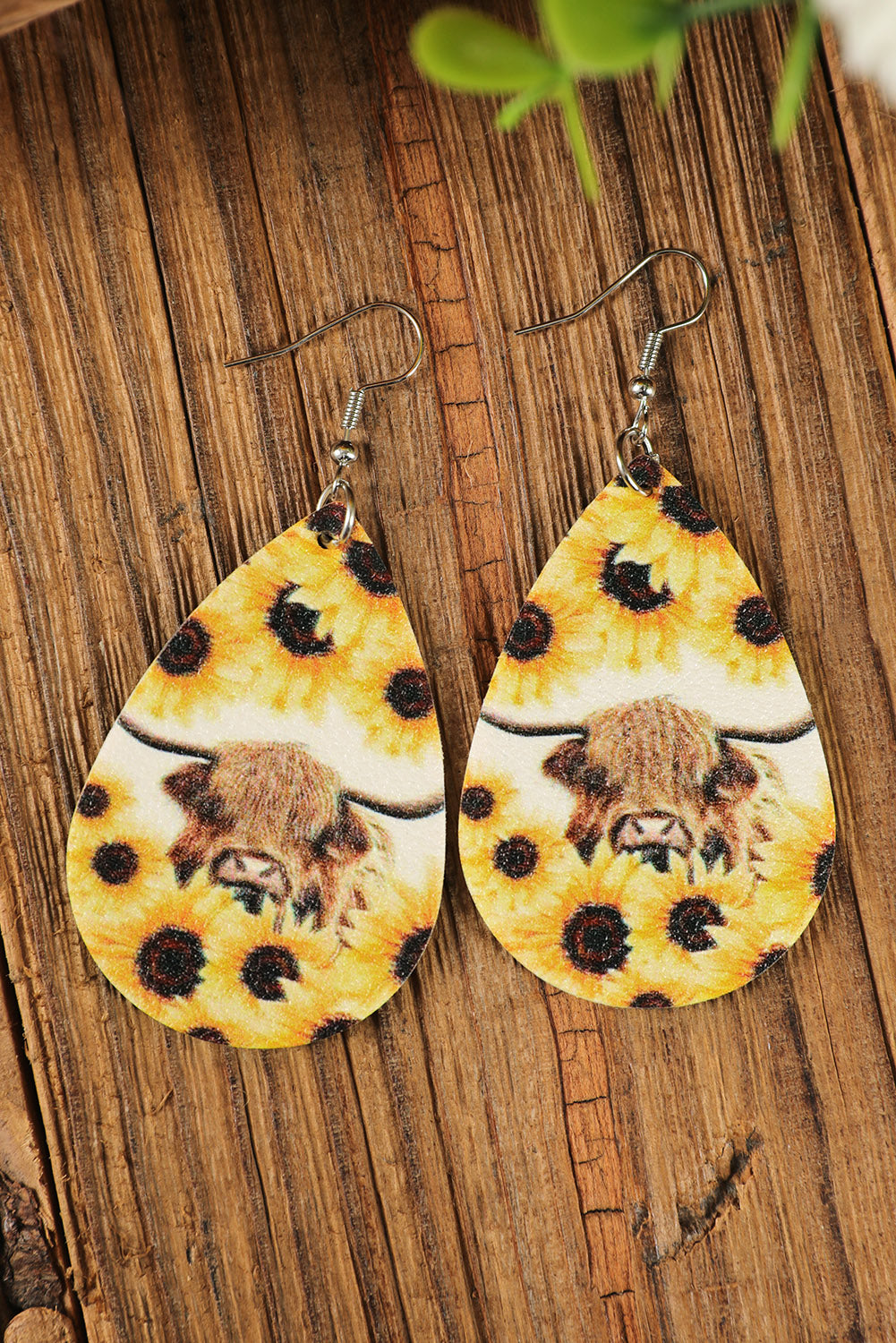 Yellow Animal Sunflower Print Earrings Jewelry JT's Designer Fashion