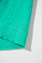 Sea Green Textured Buttoned Thin Strap Tiered Loose Fit Mini Dress Mini Dresses JT's Designer Fashion