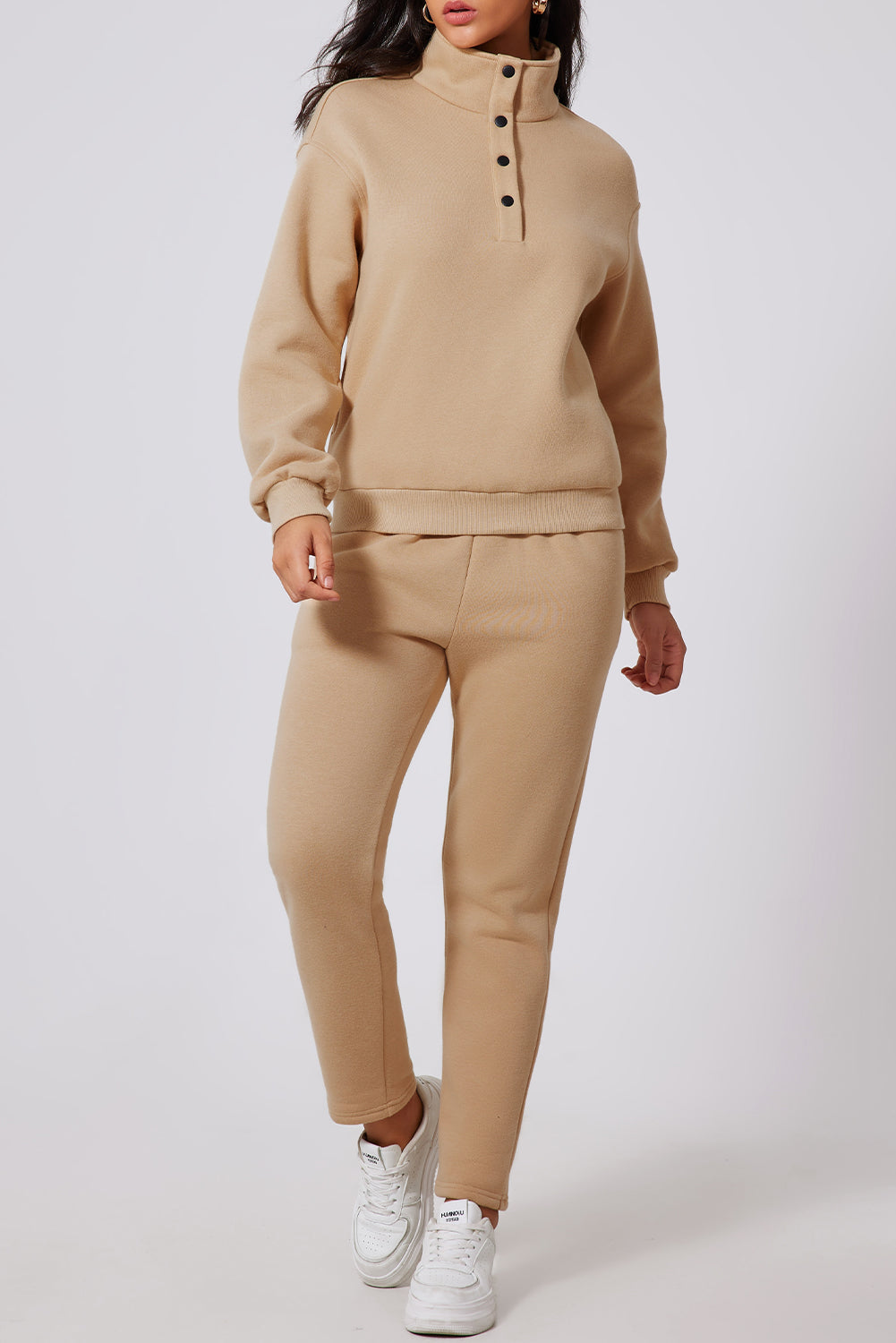 Half Snap Turtleneck Top and Pants Active Set Dust Storm Pant Sets JT's Designer Fashion