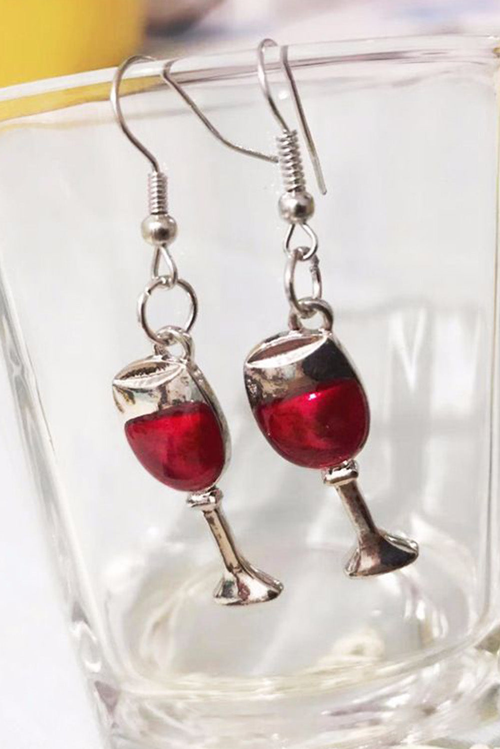 Red Wine Glass Dangle Earrings Jewelry JT's Designer Fashion