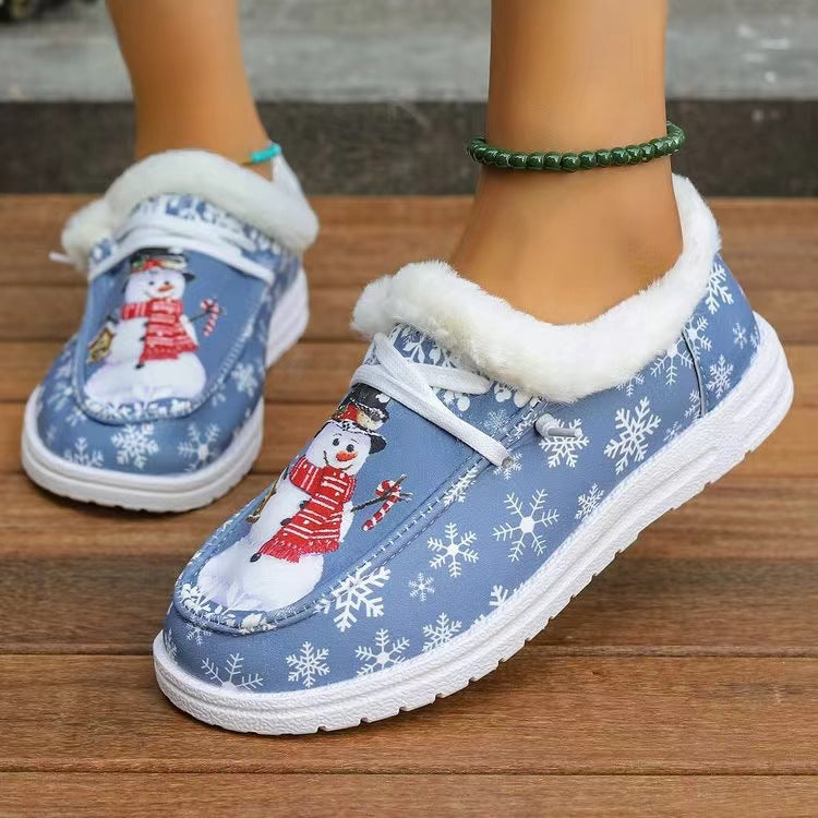 Snowman Print Round Toe Slip-Ons Shoes JT's Designer Fashion