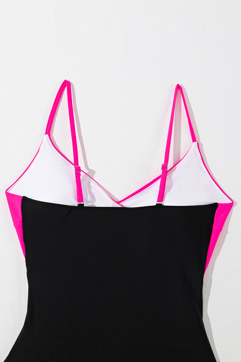 Rose Red Crossover Colorblock Cutout One Piece Swimsuit Swimwear JT's Designer Fashion