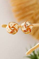 Gold Plated Textured Knot Stud Earrings Jewelry JT's Designer Fashion