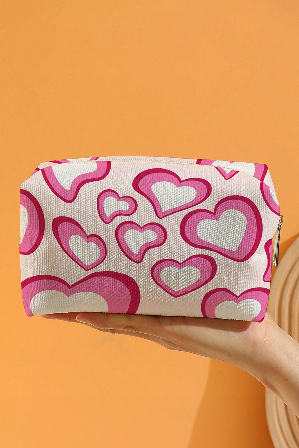 Pink Valentines Fashion Heart Printed Canvas Cosmetic Bag Makeup Bags JT's Designer Fashion