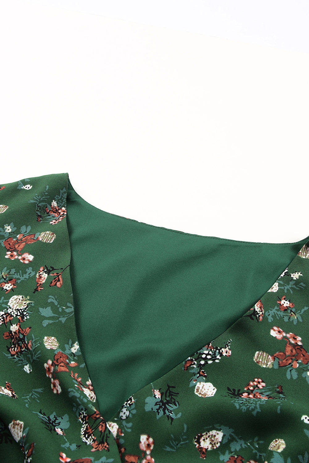 Green Floral Print Wrap V Neck Peplum Top Blouses & Shirts JT's Designer Fashion