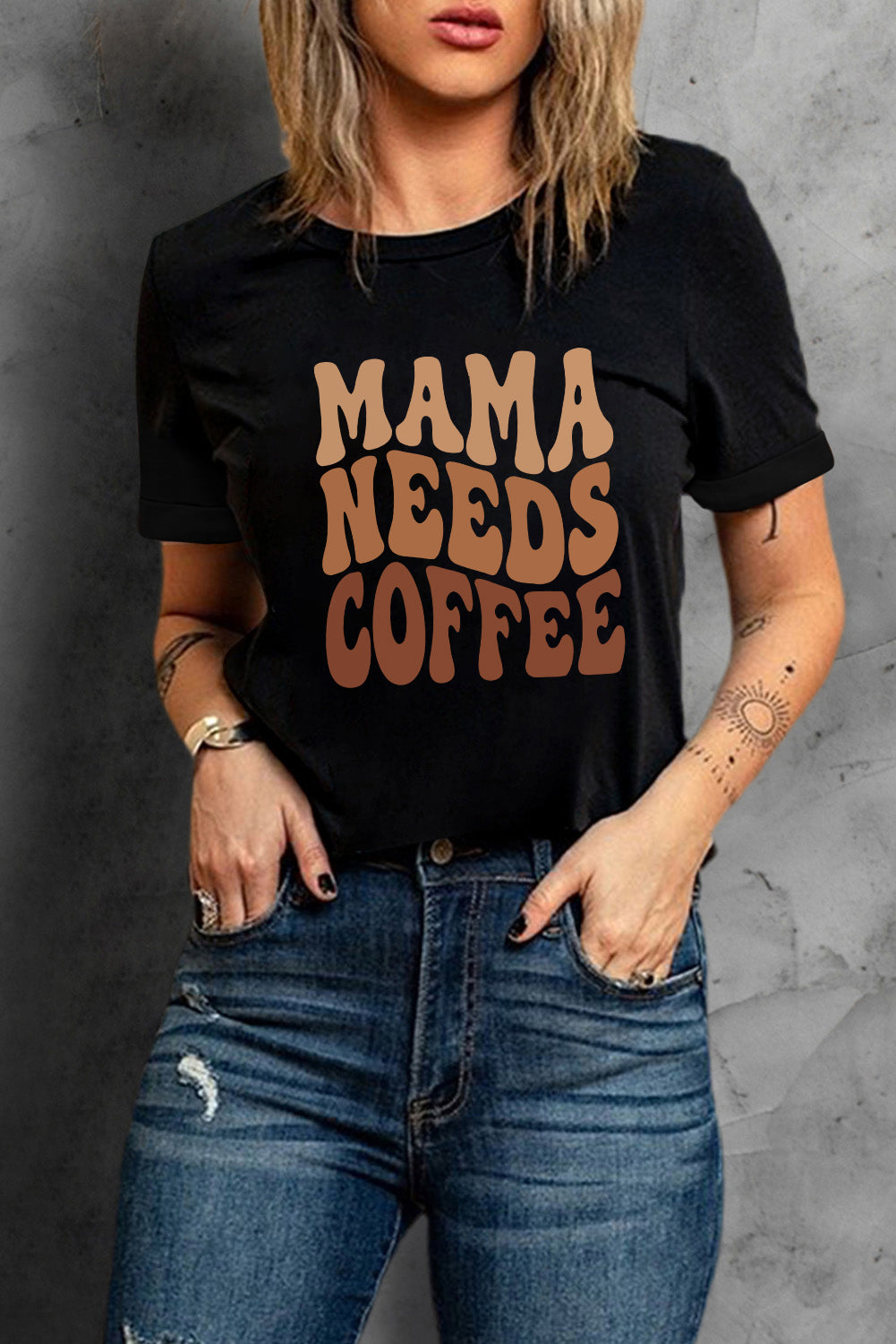 Black MAMA NEEDS COFFEE Graphic T Shirt Graphic Tees JT's Designer Fashion