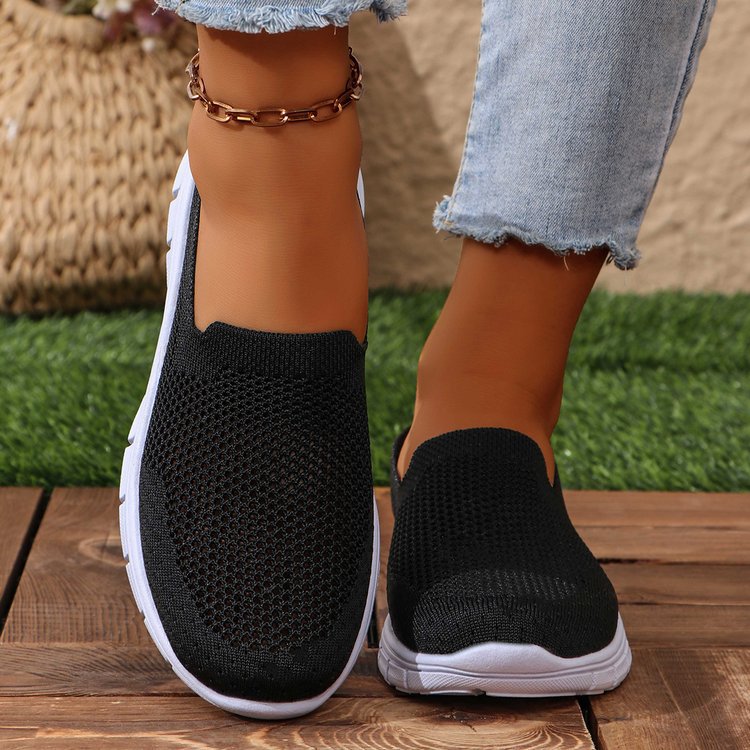 Breathable Mesh Round Toe Slip-Ons Black Shoes JT's Designer Fashion