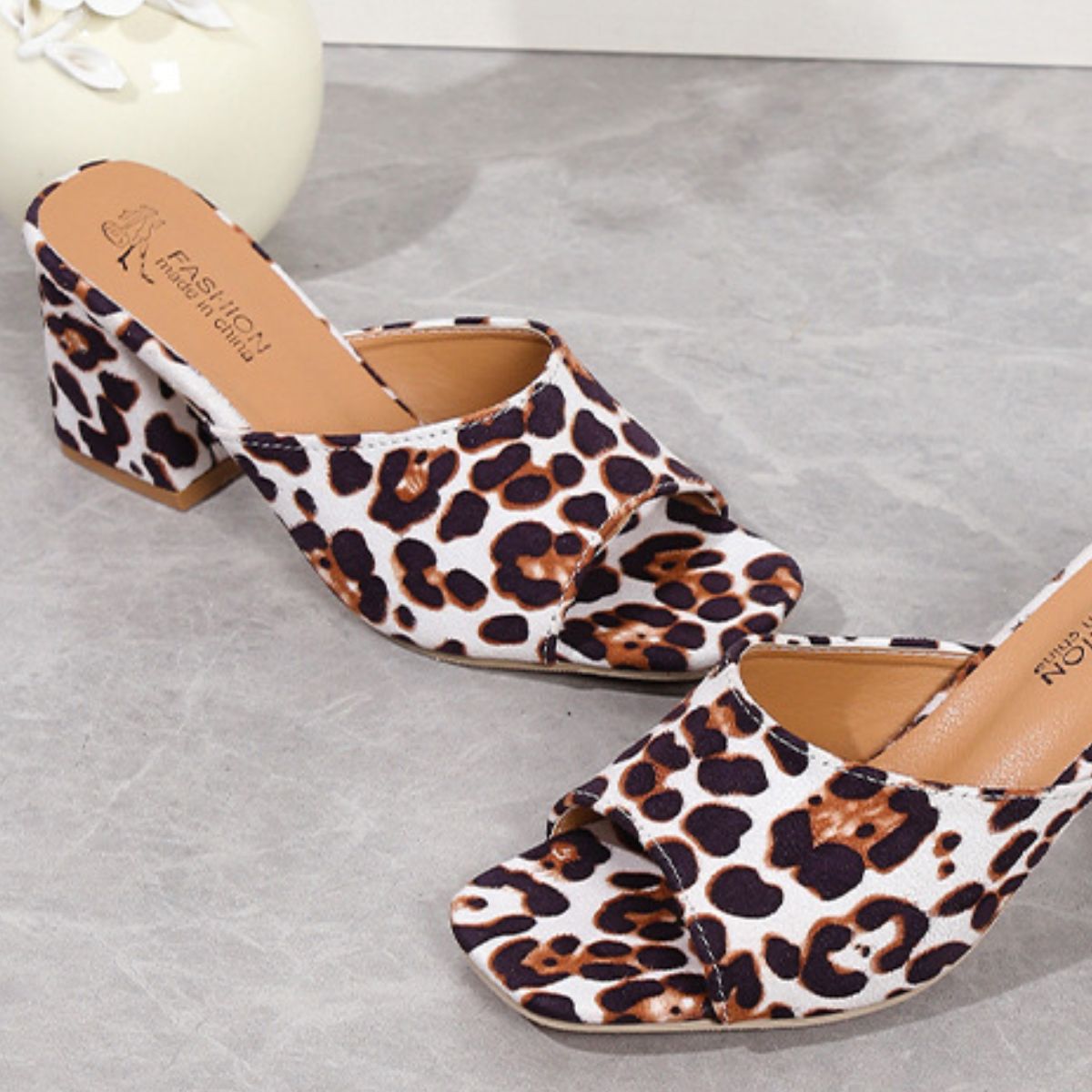 Leopard Block Heel Suede Sandals Sandals JT's Designer Fashion