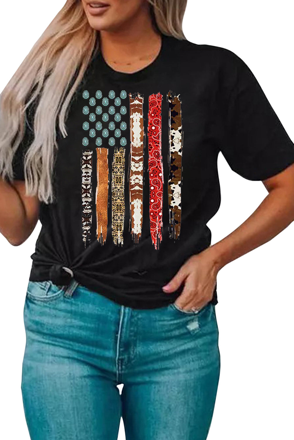 Black Western American Flag Graphic Tee Graphic Tees JT's Designer Fashion