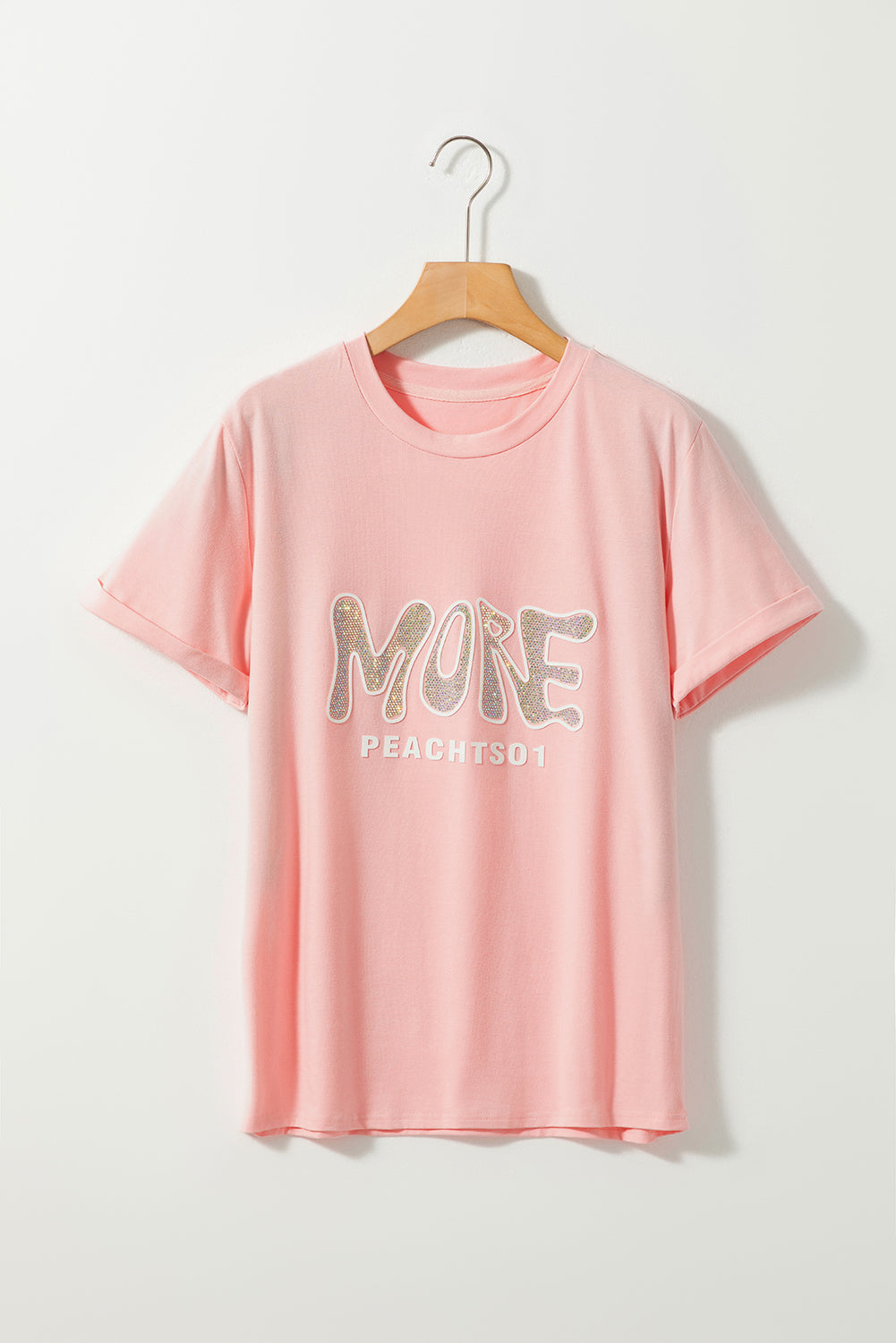 Pink MORE PEACHTS01 Graphic Crew Neck Tee Graphic Tees JT's Designer Fashion