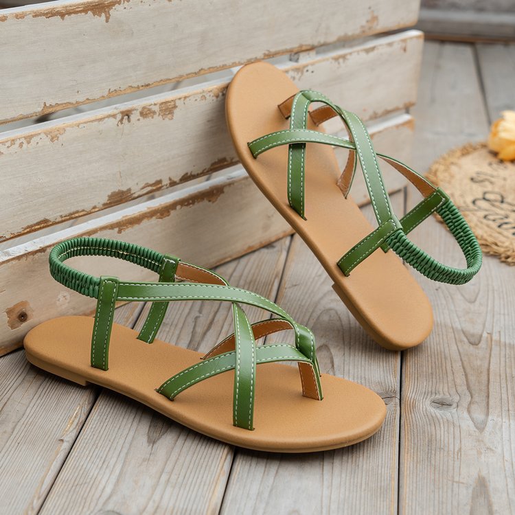 Leather Crisscross Flat Sandals Sandals JT's Designer Fashion