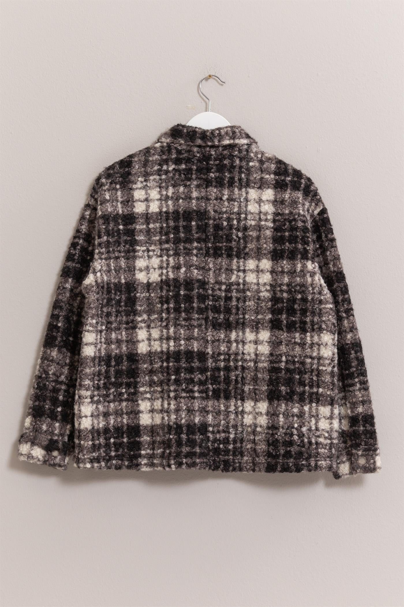 Plaid Button Up Boucle Jacket Long Sleeve Tops JT's Designer Fashion