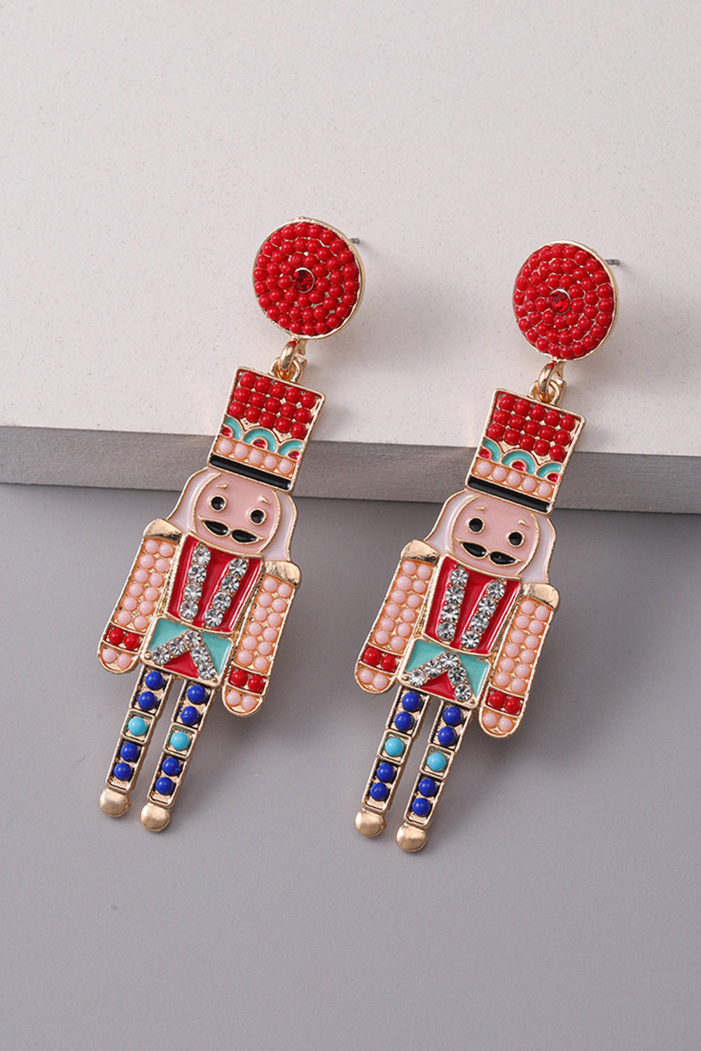 Racing Red Beaded Christmas Nutcracker Earrings Jewelry JT's Designer Fashion