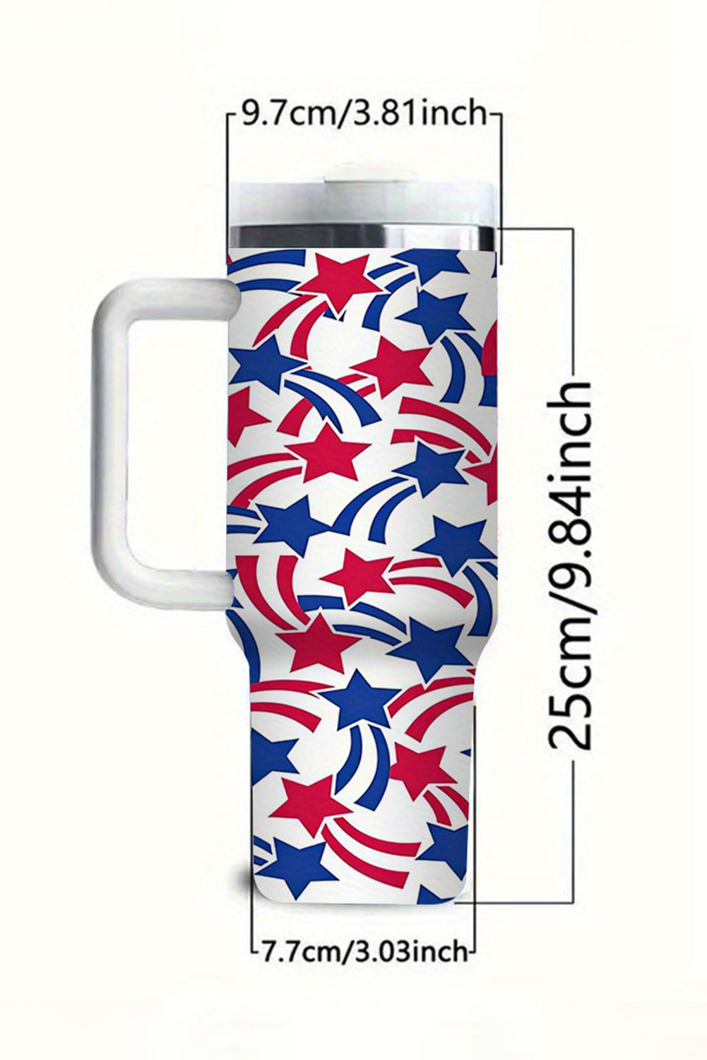 White American Stars Print Large Tumbler 40oz Tumblers JT's Designer Fashion