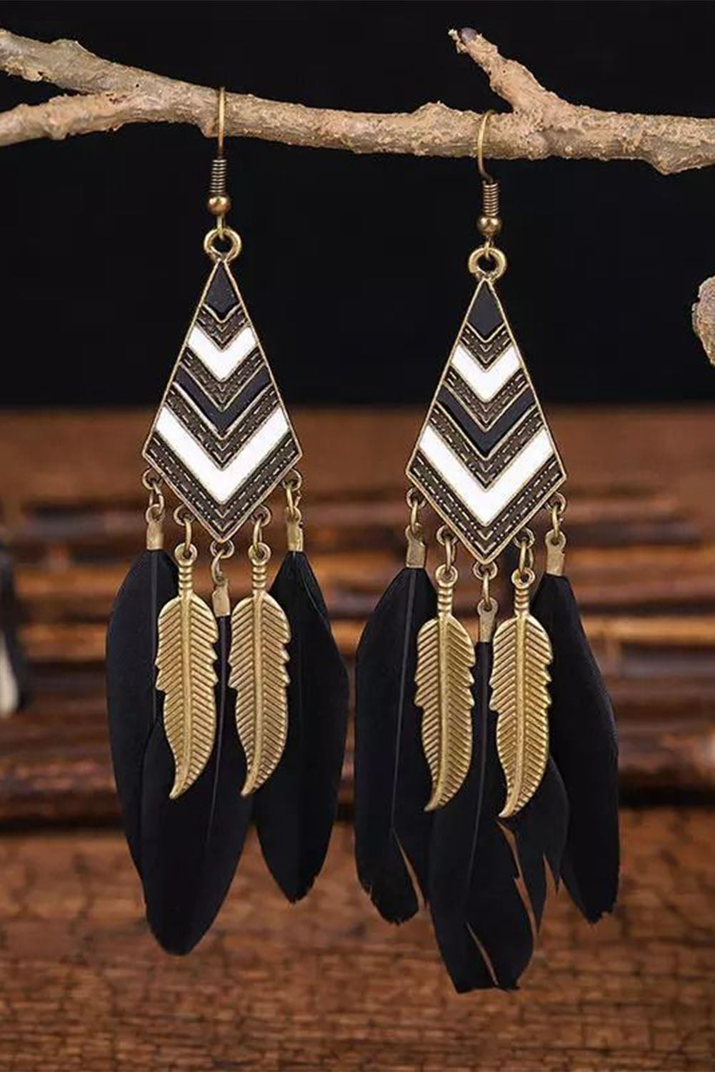 Vintage Bohemian Feather Earrings Jewelry JT's Designer Fashion