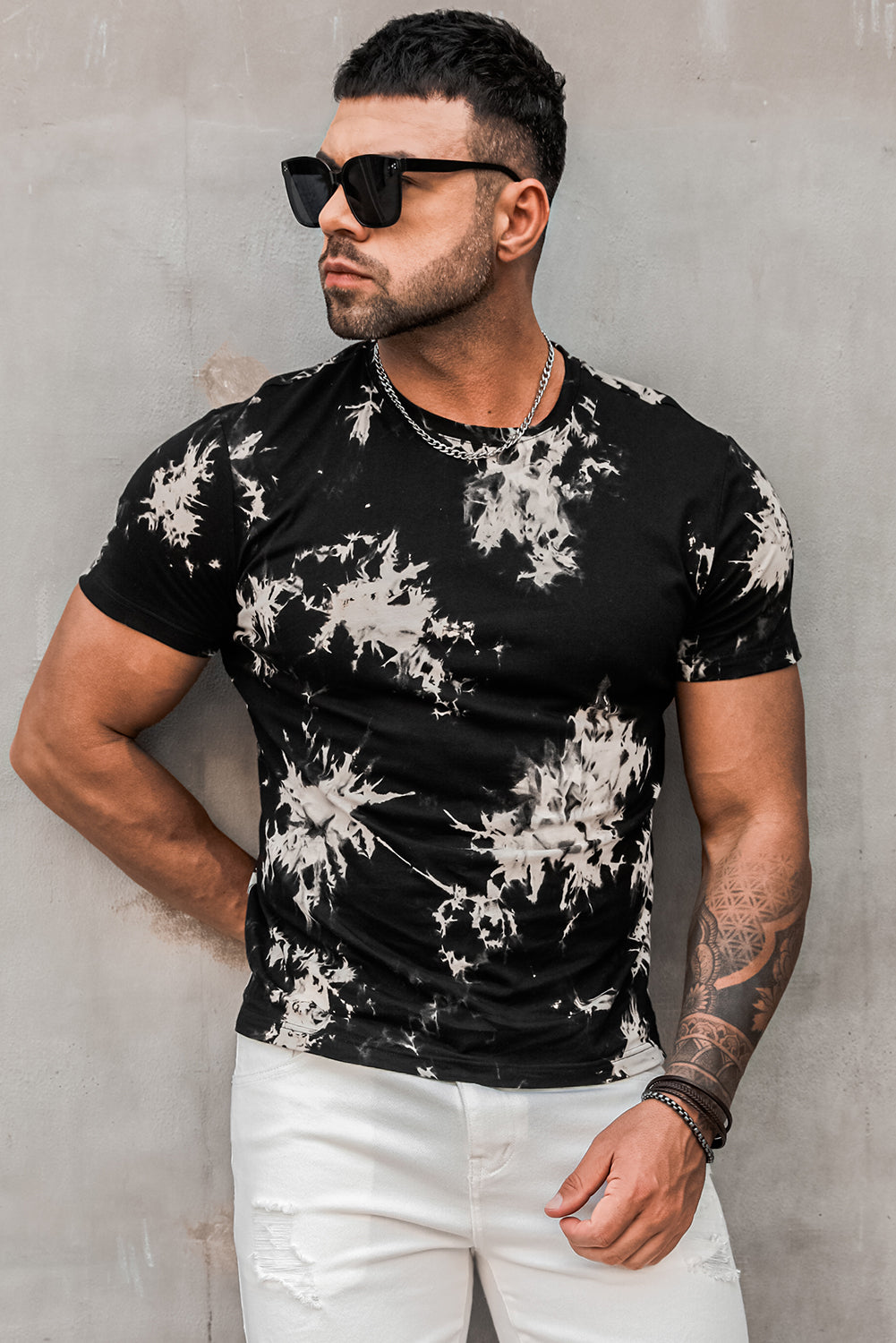 Black LET'S GO BRANDON Tie Dyed Print Men's Graphic Tee Men's Tops JT's Designer Fashion