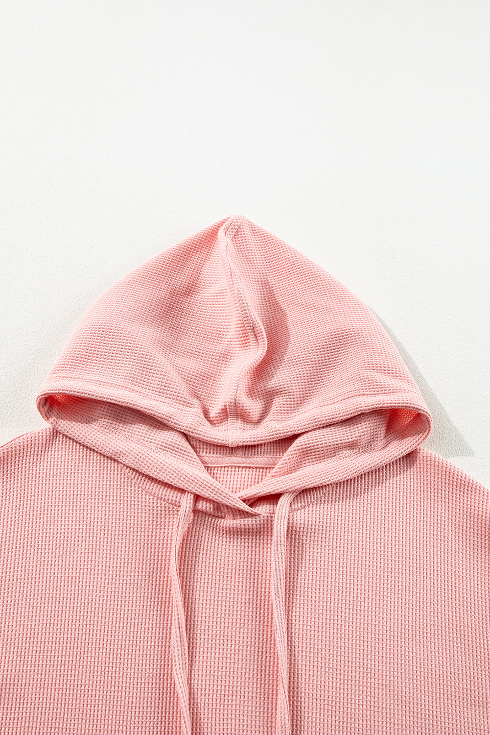 Light Pink Waffle Knit Fleece Lined High Low Oversized Hoodie Sweatshirts & Hoodies JT's Designer Fashion