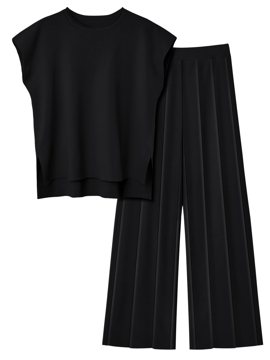 Round Neck Cap Sleeve Top and Pants Knit Set Pants Sets JT's Designer Fashion