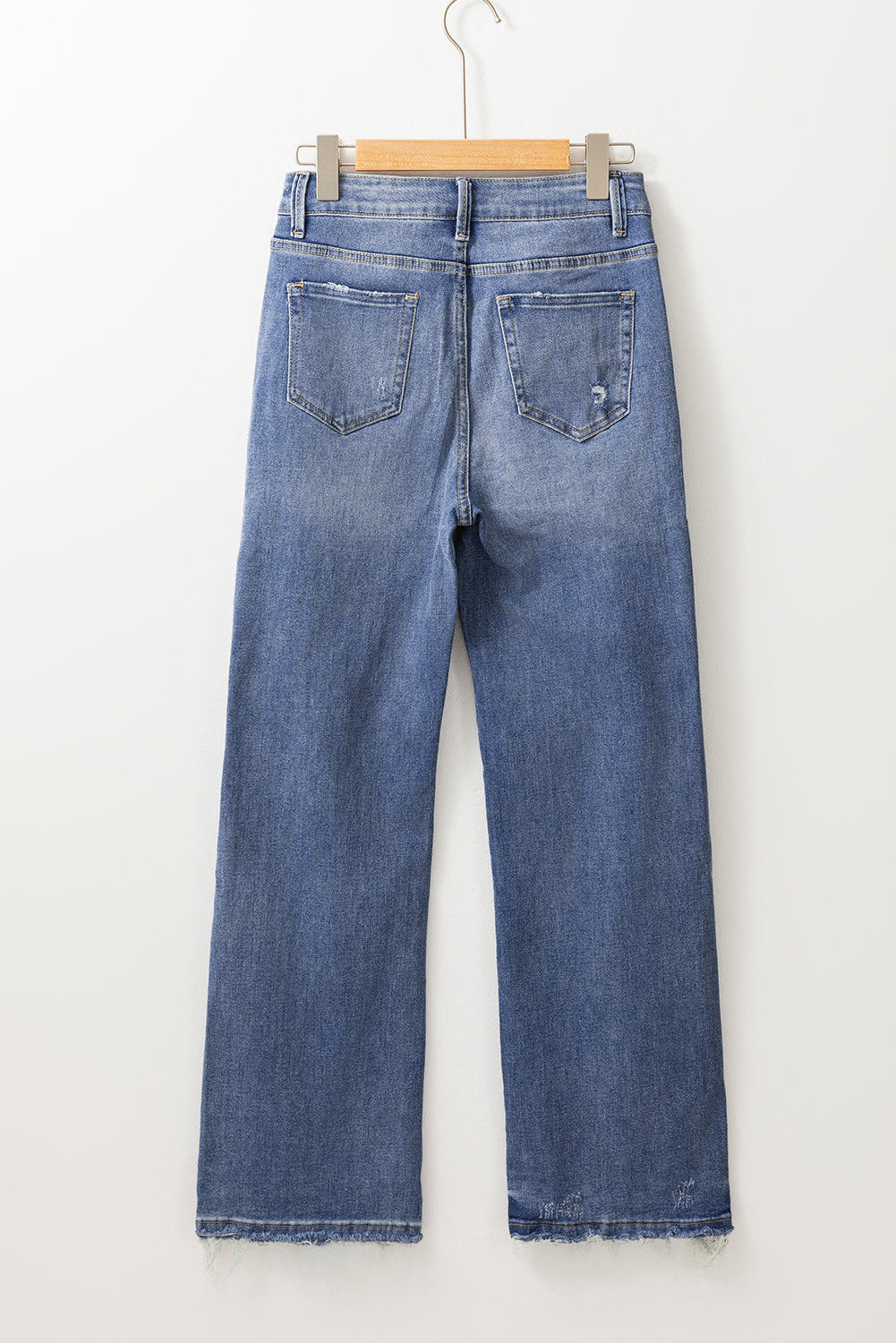 Ashleigh Blue Distressed Raw Hem Straight Leg High Waist Jeans Jeans JT's Designer Fashion