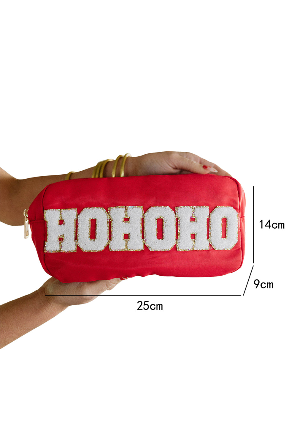 Fiery Red HOHOHO Chenille Glitter Zipper Large Makeup Bag Makeup Bags JT's Designer Fashion