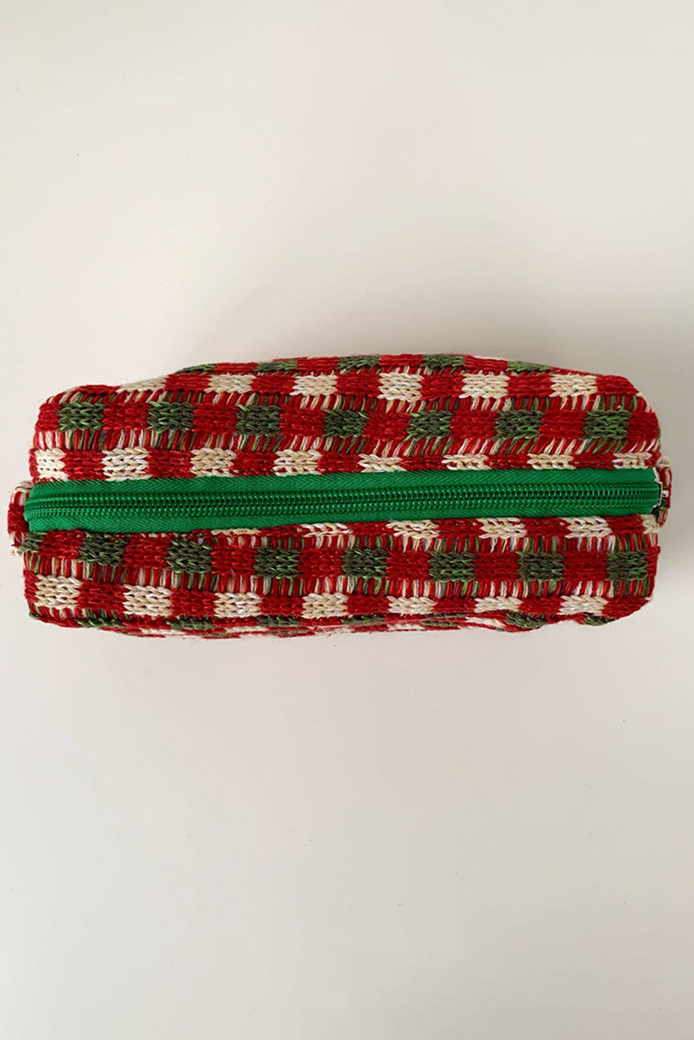 Racing Red Christmas Style Crochet Zipper Square Makeup Bag Makeup Bags JT's Designer Fashion