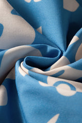 Sky Blue Floral U Neck Flutter Shoulder Tiered Flowy Midi Dress Floral Dresses JT's Designer Fashion