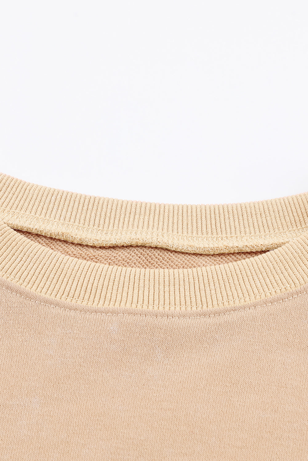 Khaki Drop Shoulder Ribbed Trim Oversized Sweatshirt Sweatshirts & Hoodies JT's Designer Fashion