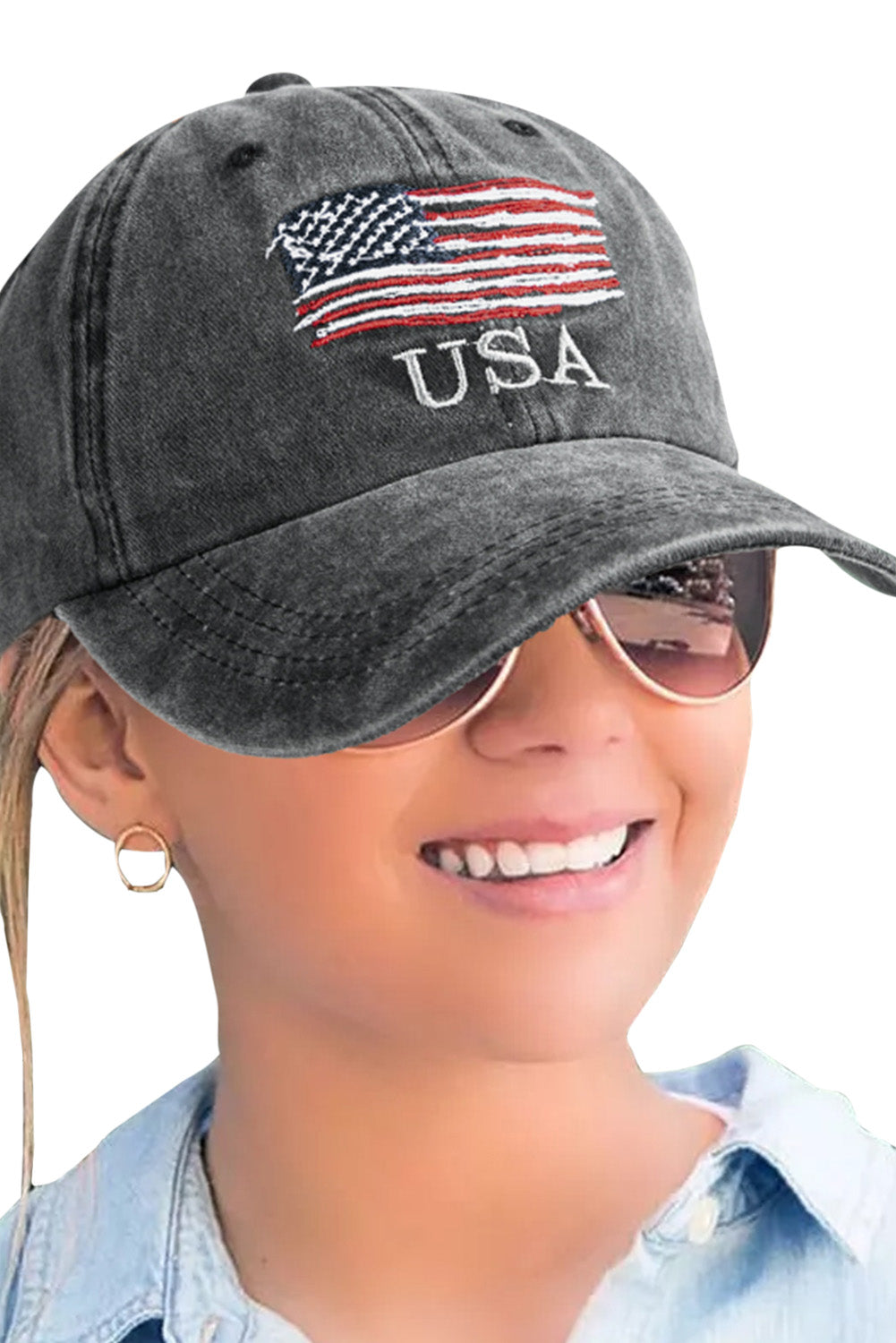 Black USA Flag Embroidered Baseball Cap Hats & Caps JT's Designer Fashion