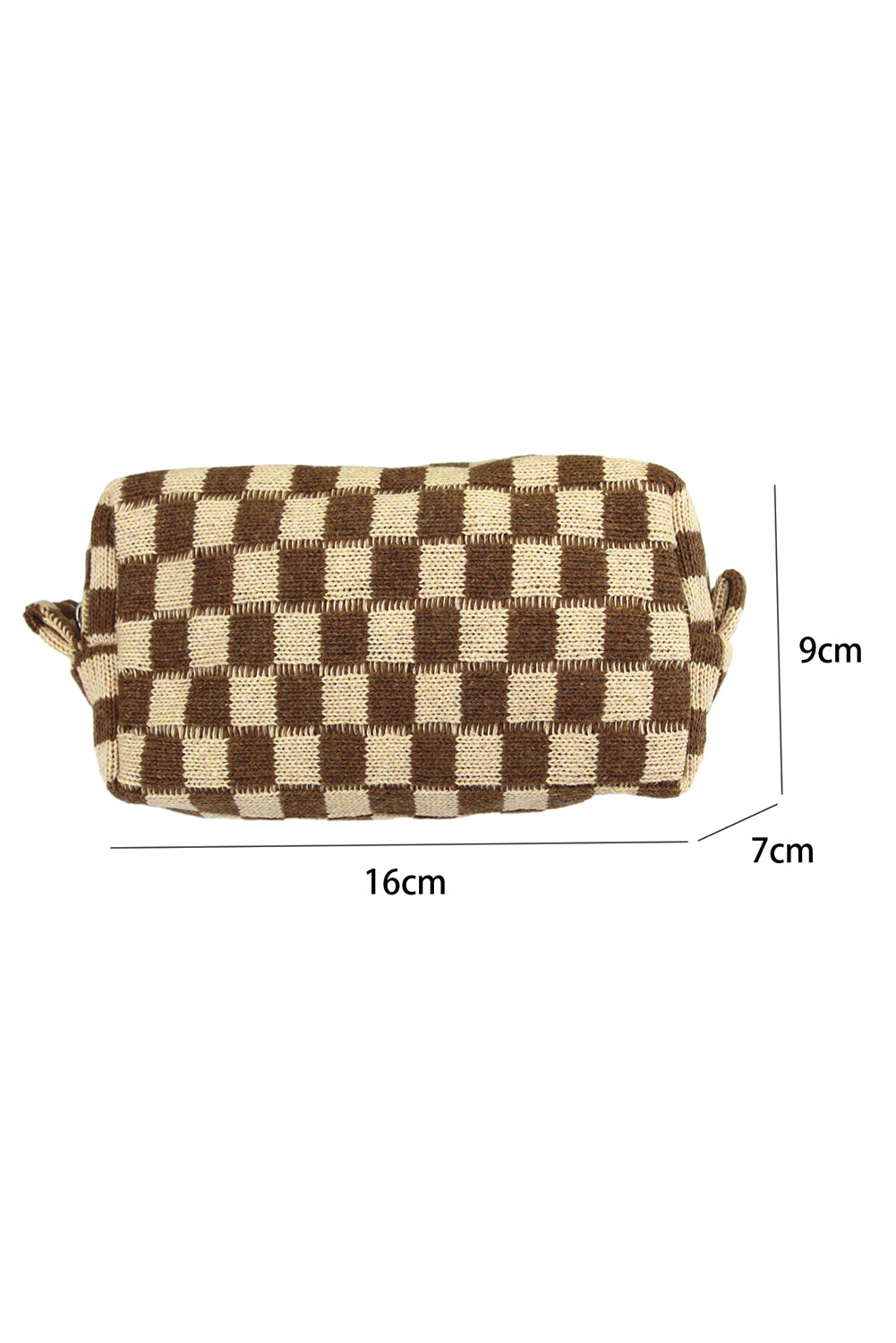 Light French Beige Checkered Knitted Zipper Makeup Bag Other Accessories JT's Designer Fashion