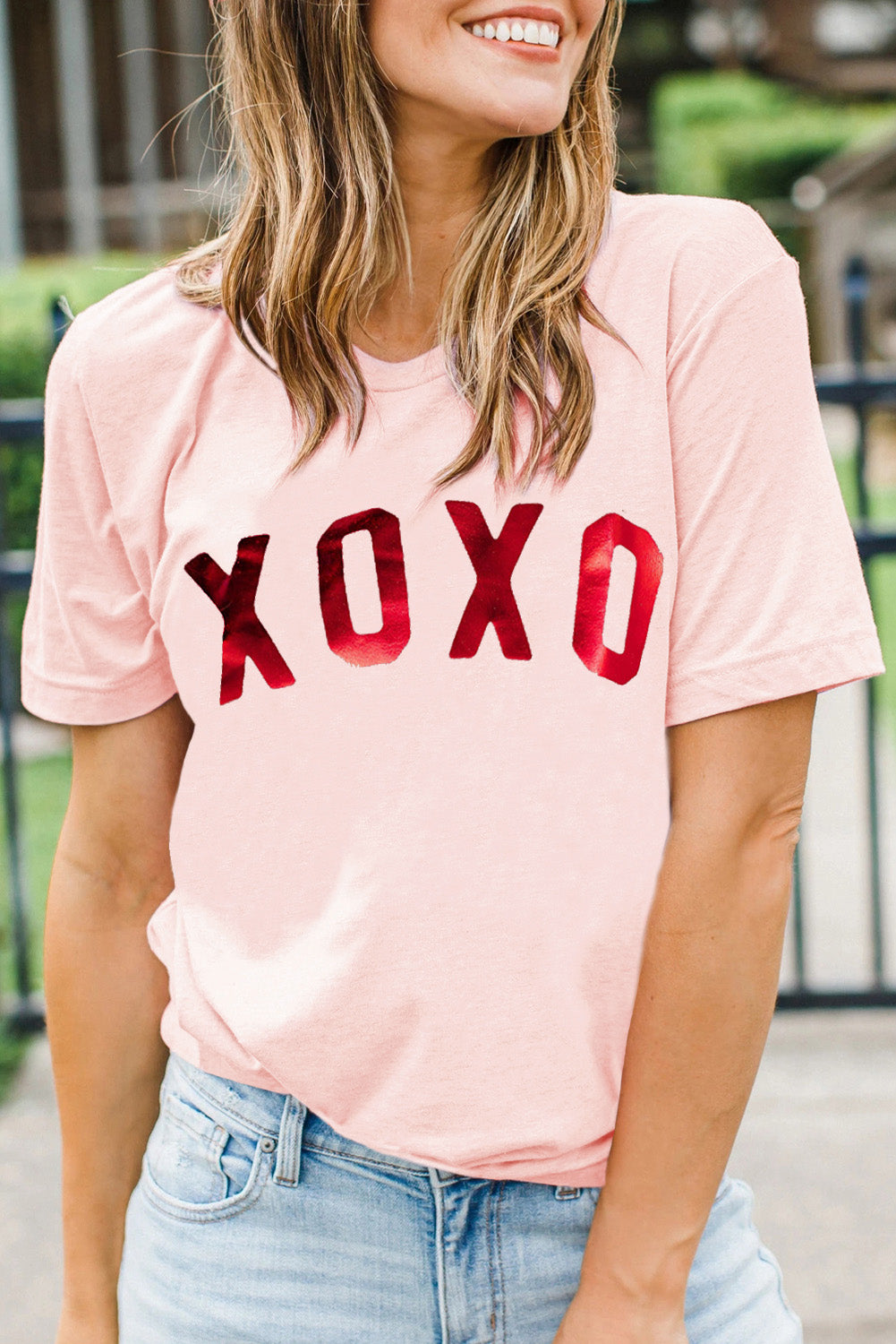 Pink XOXO Glitter Graphic Tee Graphic Tees JT's Designer Fashion